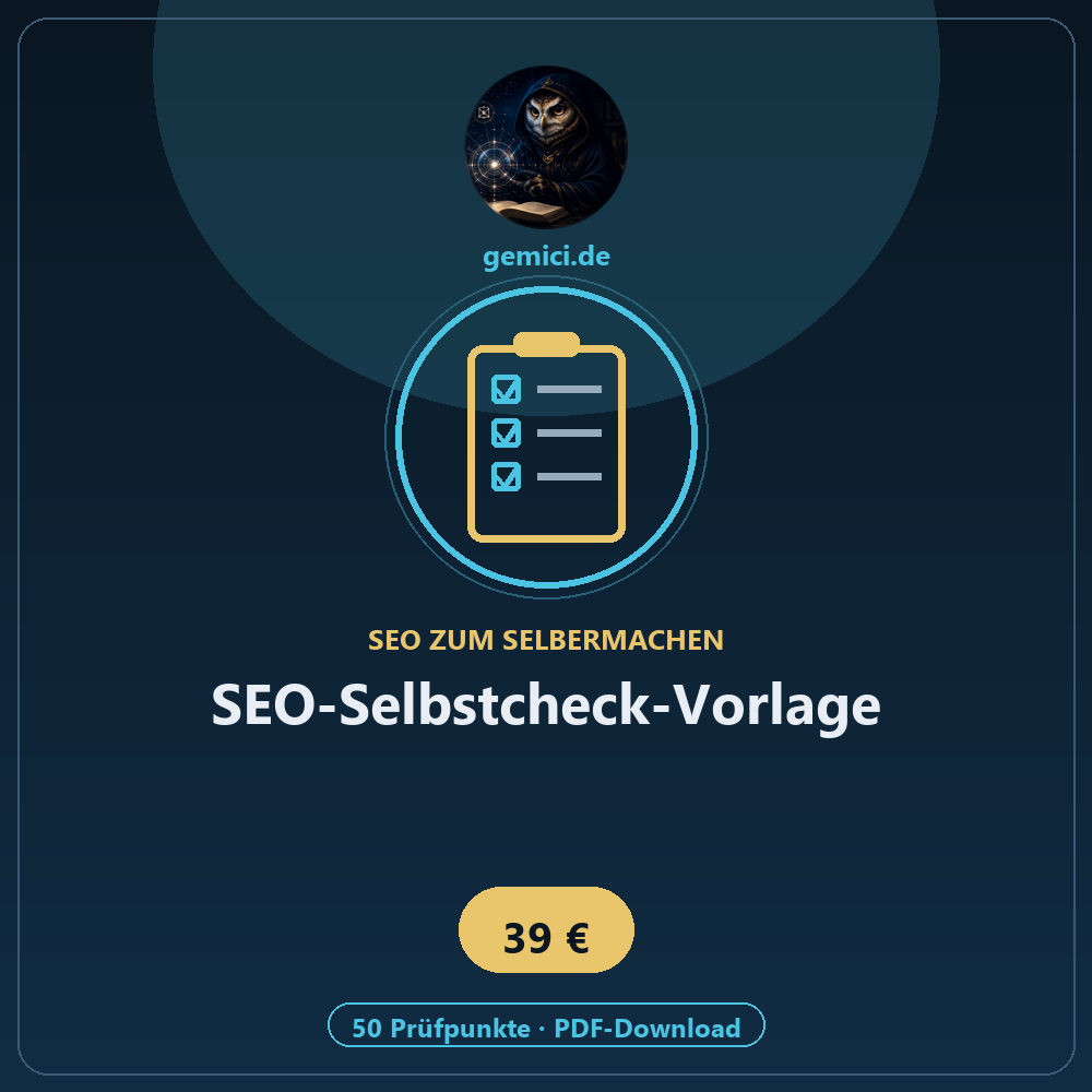 SEO-Selbstcheck-Vorlage – 50 Prüfpunkte zum Selbermachen - SEO-Selbstcheck-Vorlage 50 Pruefpunkte PDF von gemici.de